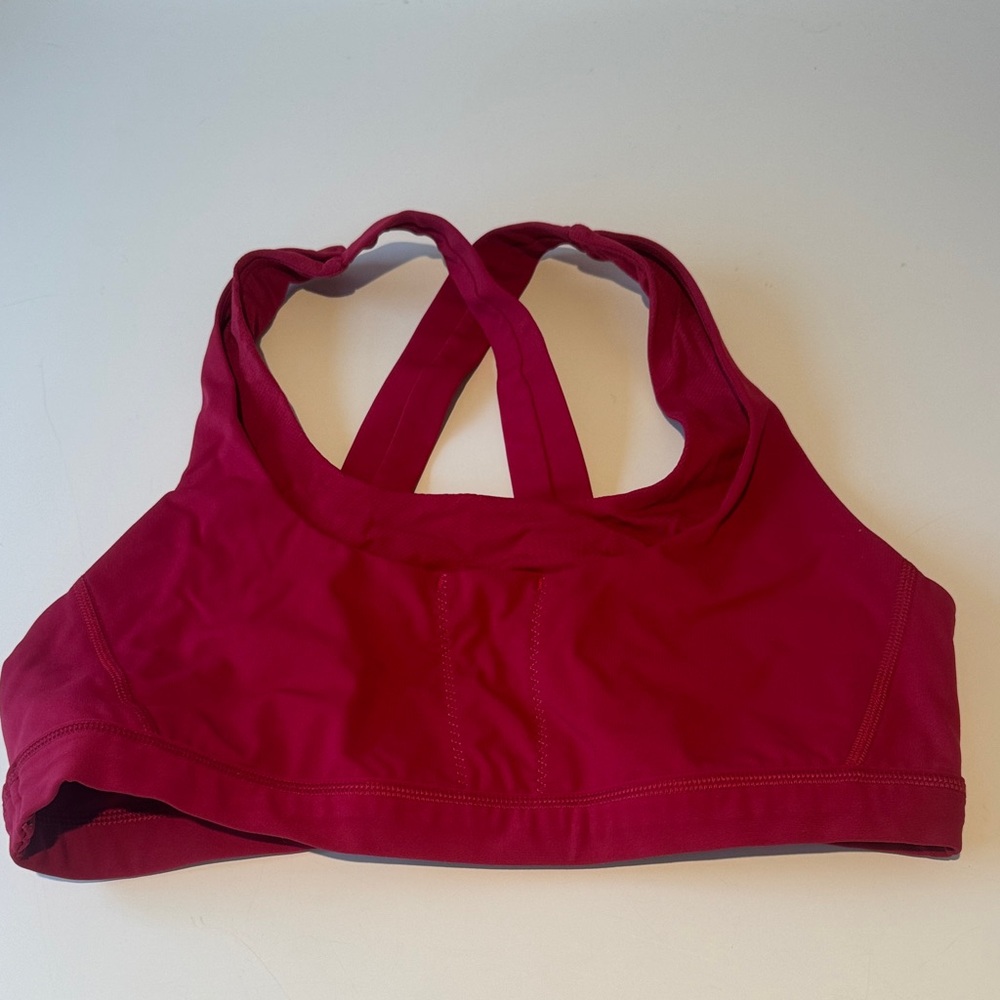 Lululemon Run Your Stuff Burgundy Sports Bra, Size 10